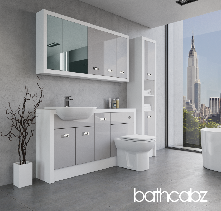 ATHENA WHITE MATT BASE, WALL & TALL UNIT BATHROOM FITTED FURNITURE