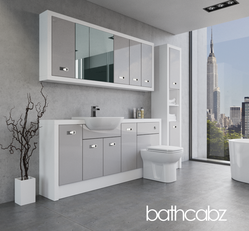 ATHENA WHITE MATT BASE, WALL & TALL UNIT BATHROOM FITTED FURNITURE