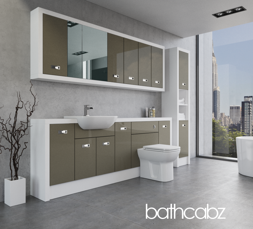 ATHENA WHITE MATT BASE, WALL & TALL UNIT BATHROOM FITTED FURNITURE