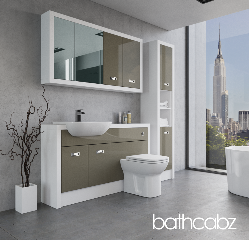 ATHENA WHITE MATT BASE, WALL & TALL UNIT BATHROOM FITTED FURNITURE