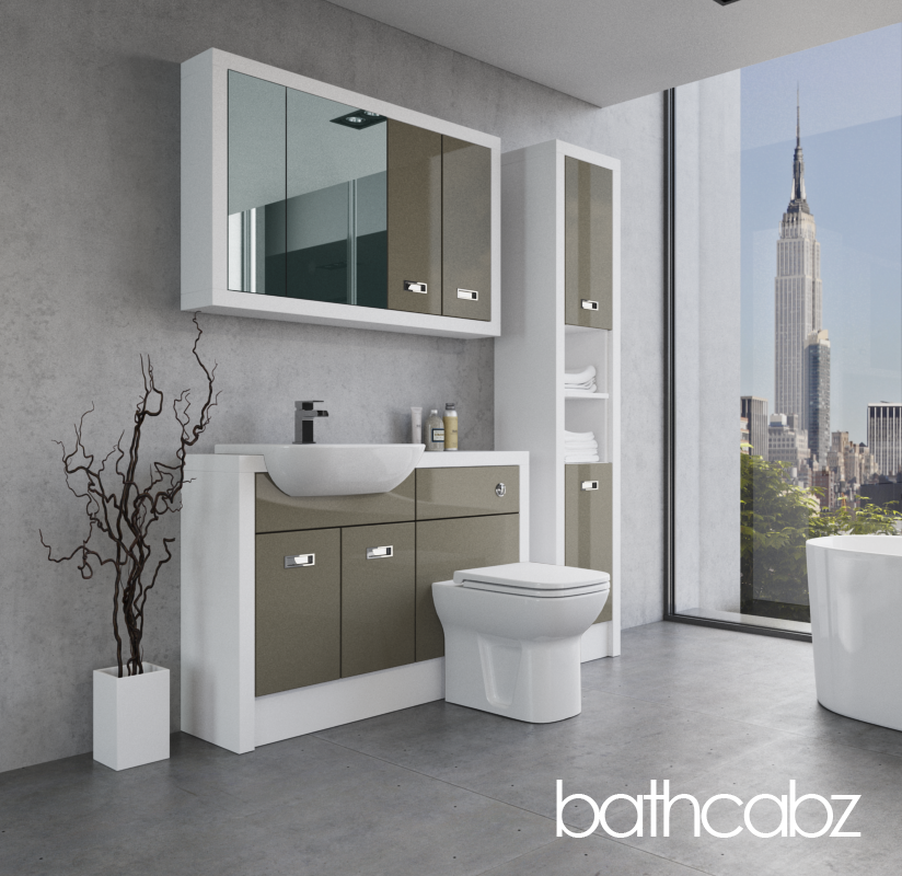 ATHENA WHITE MATT BASE, WALL & TALL UNIT BATHROOM FITTED FURNITURE