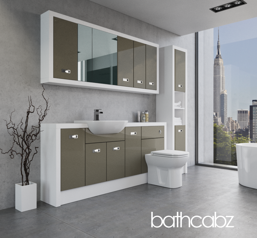 ATHENA WHITE MATT BASE, WALL & TALL UNIT BATHROOM FITTED FURNITURE