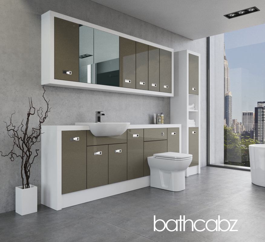 ATHENA WHITE MATT BASE, WALL & TALL UNIT BATHROOM FITTED FURNITURE
