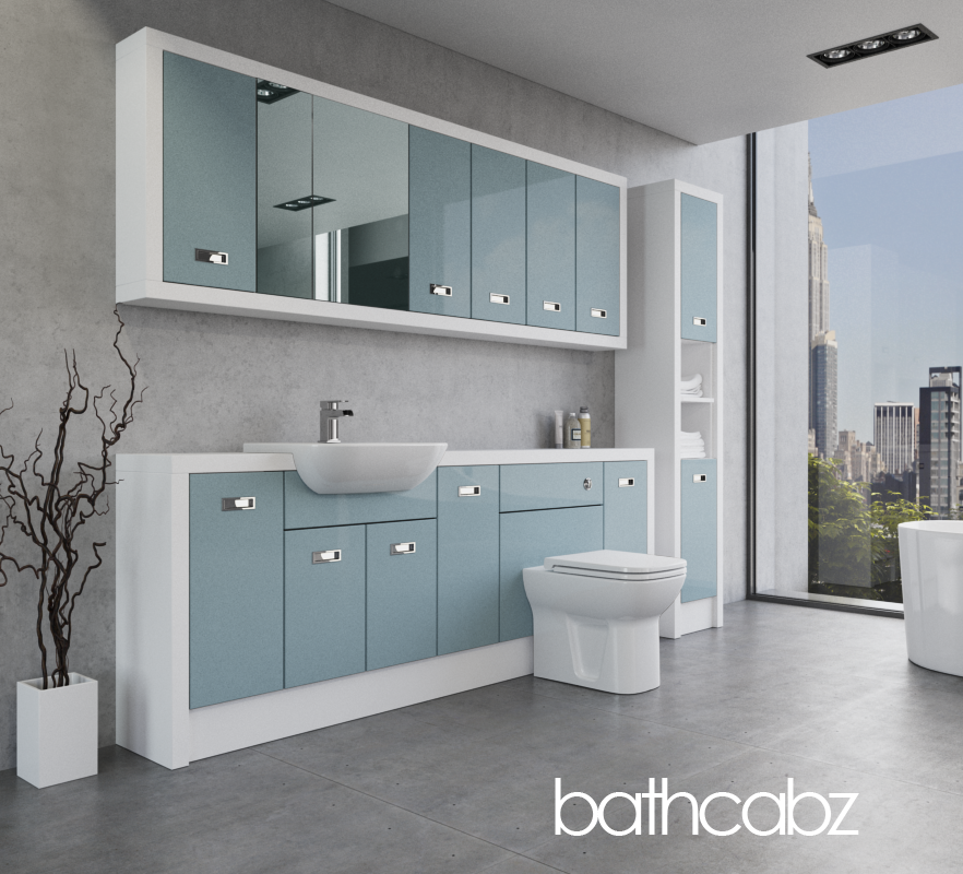 ATHENA WHITE MATT BASE, WALL & TALL UNIT BATHROOM FITTED FURNITURE