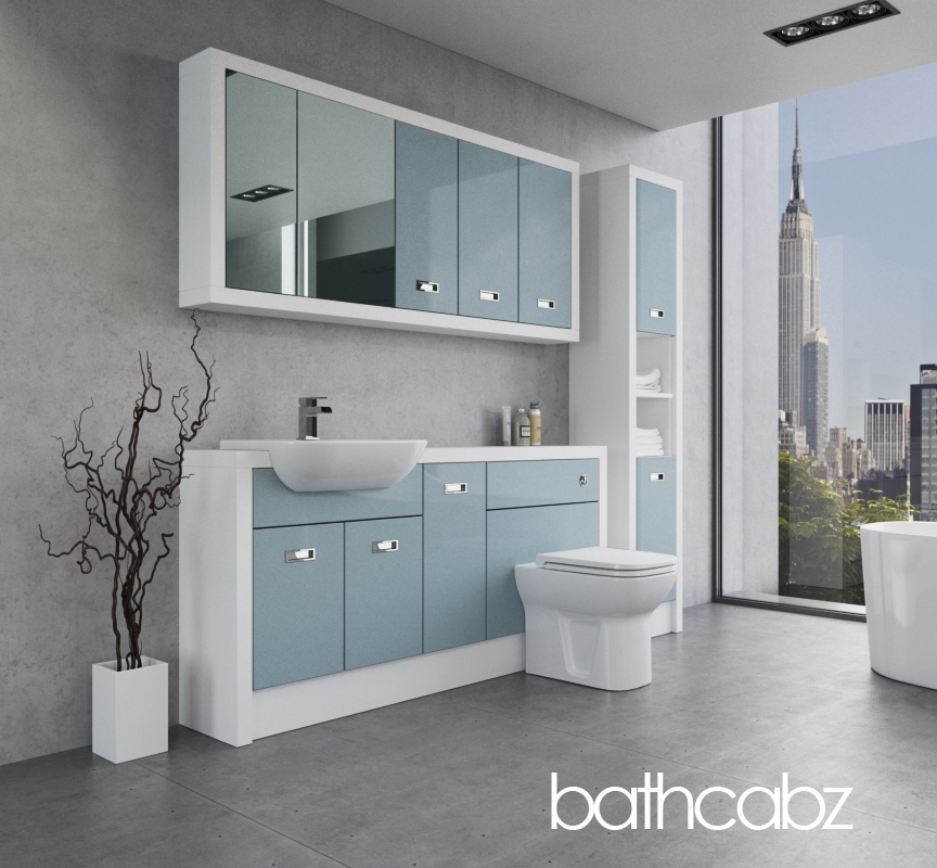 ATHENA WHITE MATT BASE, WALL & TALL UNIT BATHROOM FITTED FURNITURE