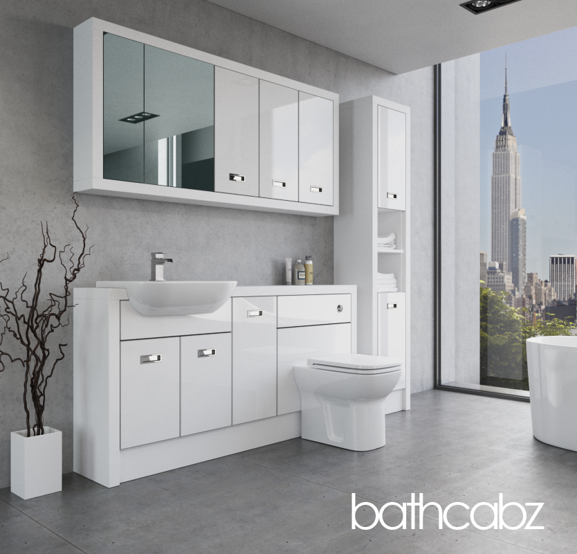 ATHENA WHITE MATT BASE, WALL & TALL UNIT BATHROOM FITTED FURNITURE