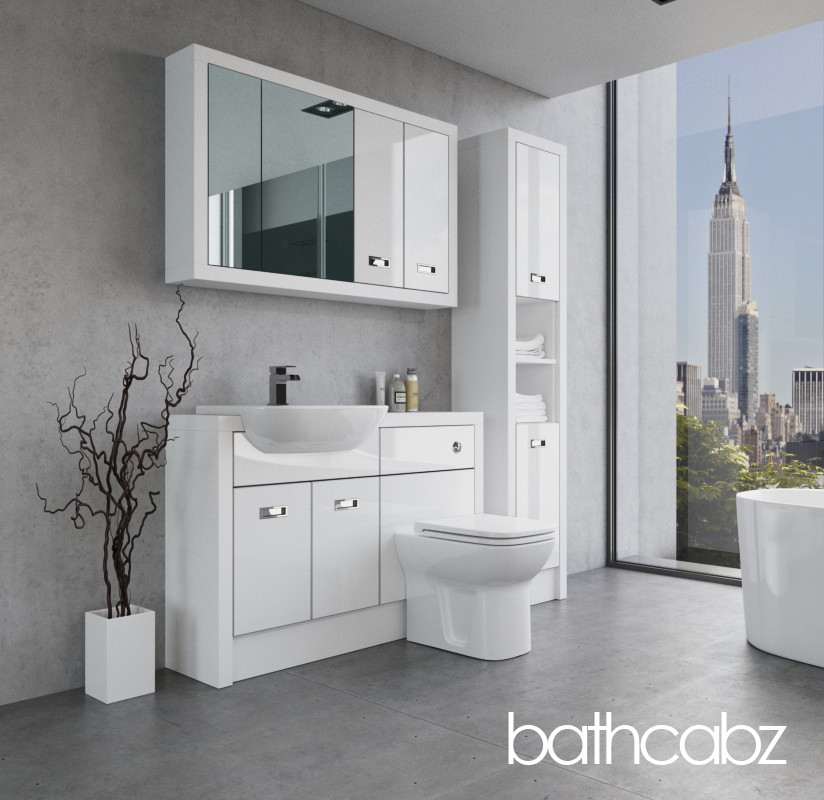 ATHENA WHITE MATT BASE, WALL & TALL UNIT BATHROOM FITTED FURNITURE