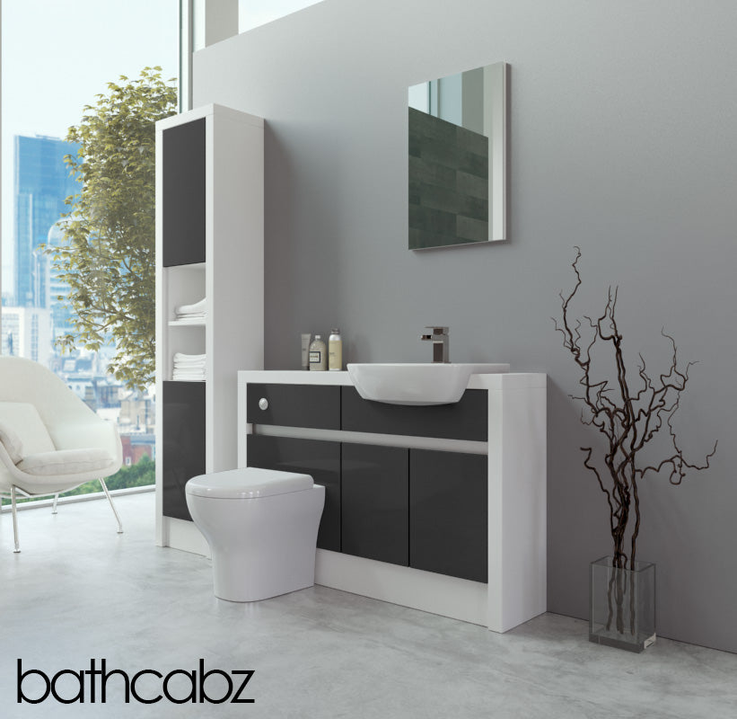 SIDONA WHITE MATT BASE & TALL UNIT BATHROOM FITTED FURNITURE