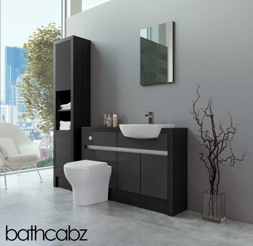 SIDONA HACIENDA BLACK BASE & TALL UNIT BATHROOM FITTED FURNITURE