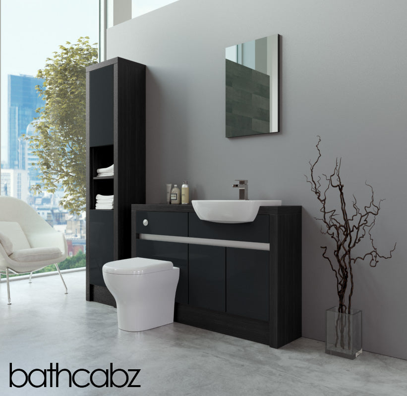 SIDONA HACIENDA BLACK BASE & TALL UNIT BATHROOM FITTED FURNITURE