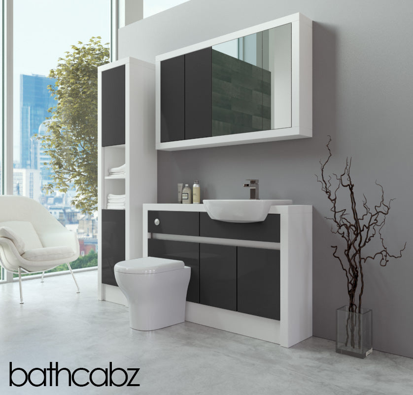 SIDONA WHITE MATT BASE, WALL & TALL UNIT BATHROOM FITTED FURNITURE