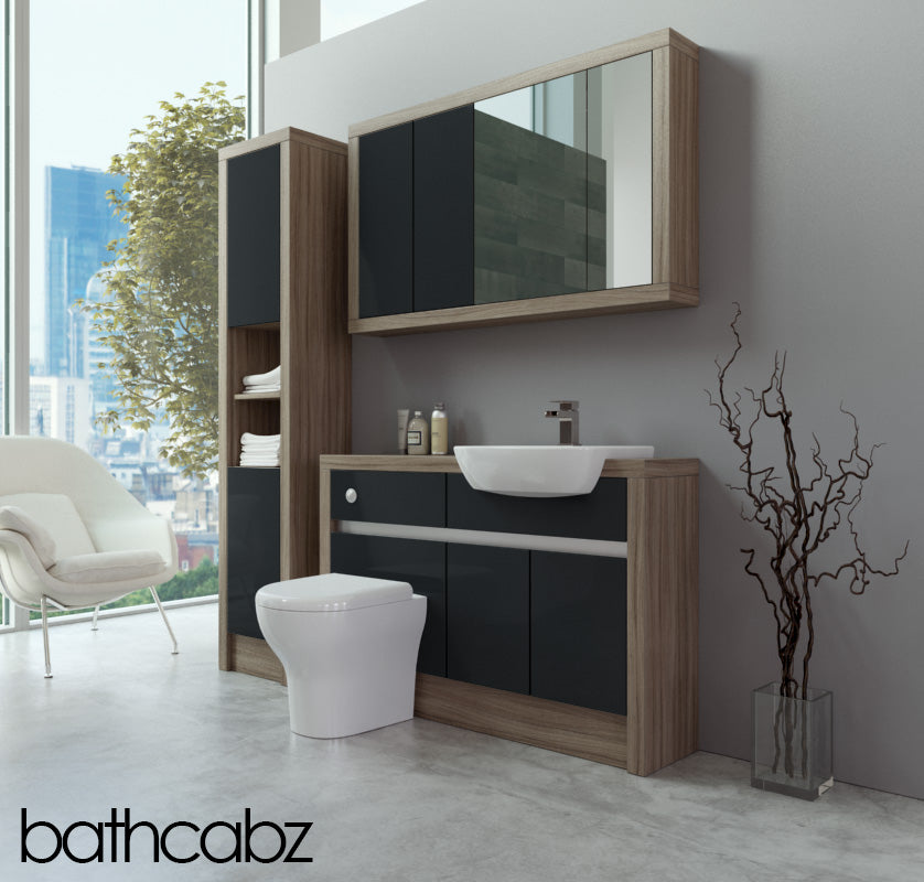 SIDONA DRIFTWOOD BASE, WALL & TALL UNIT BATHROOM FITTED FURNITURE