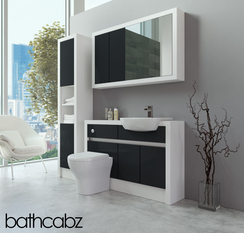 SIDONA WHITE MATT BASE, WALL & TALL UNIT BATHROOM FITTED FURNITURE