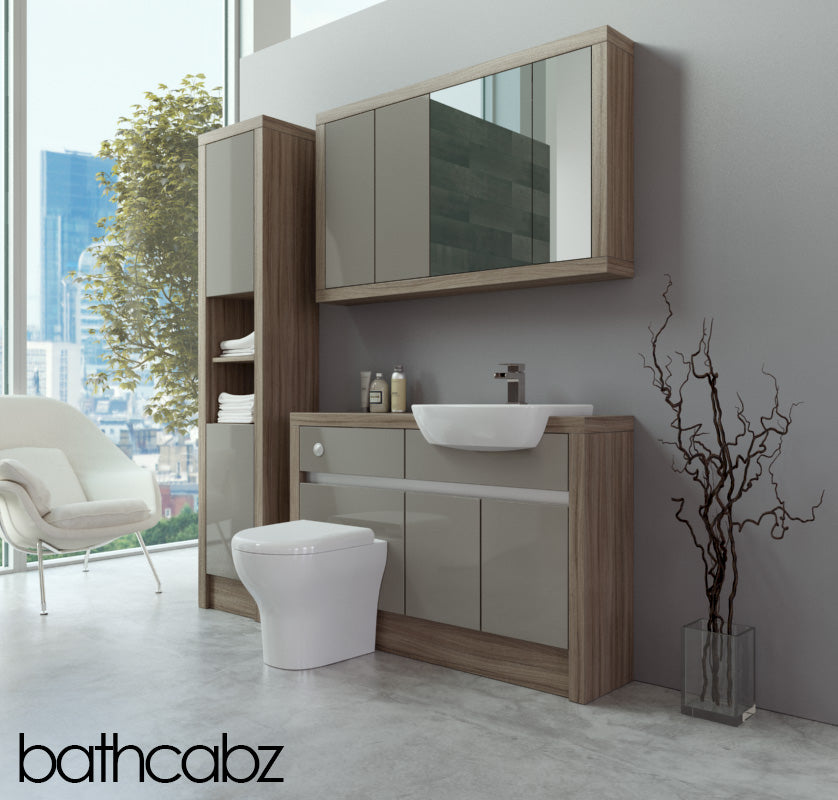 SIDONA DRIFTWOOD BASE, WALL & TALL UNIT BATHROOM FITTED FURNITURE