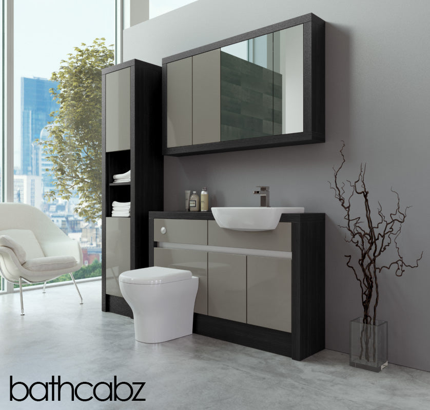 SIDONA HACIENDA BLACK BASE, WALL & TALL UNIT BATHROOM FITTED FURNITURE