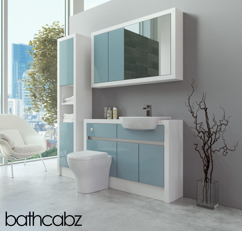 SIDONA WHITE MATT BASE, WALL & TALL UNIT BATHROOM FITTED FURNITURE
