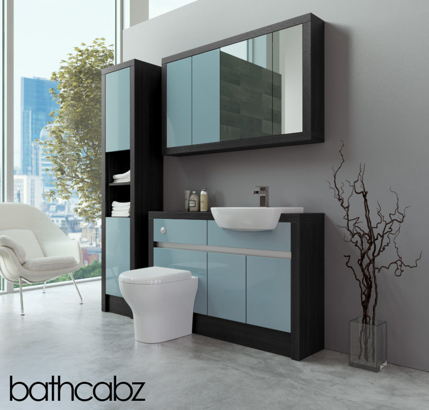SIDONA HACIENDA BLACK BASE, WALL & TALL UNIT BATHROOM FITTED FURNITURE