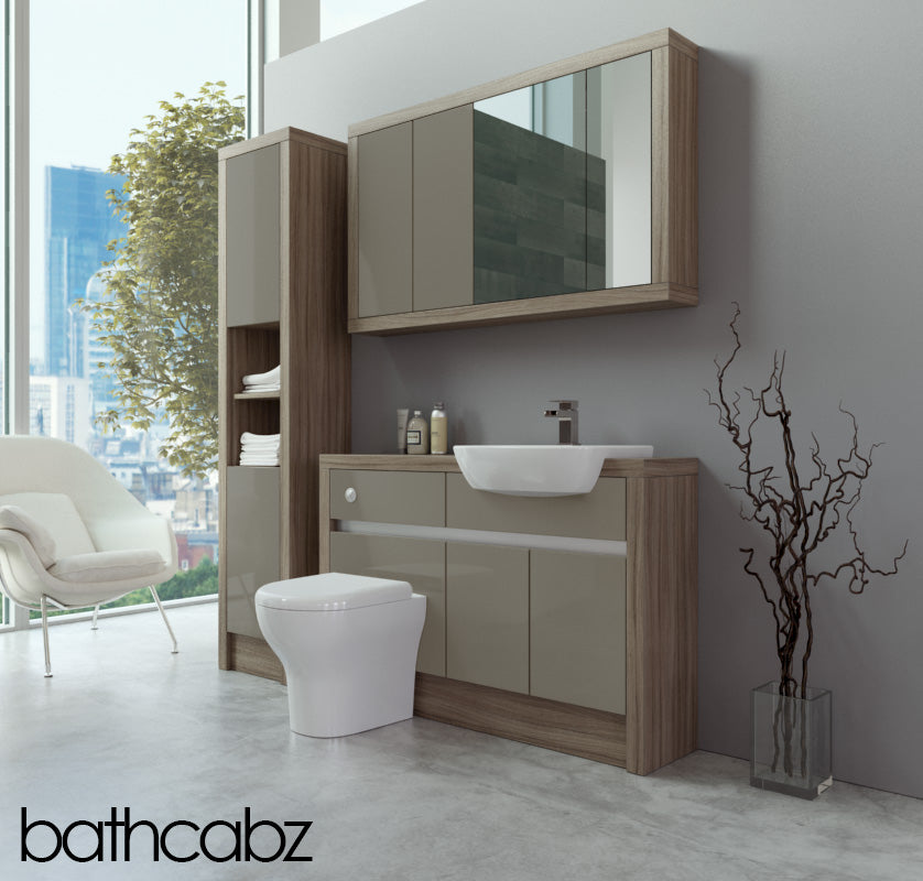 SIDONA DRIFTWOOD BASE, WALL & TALL UNIT BATHROOM FITTED FURNITURE