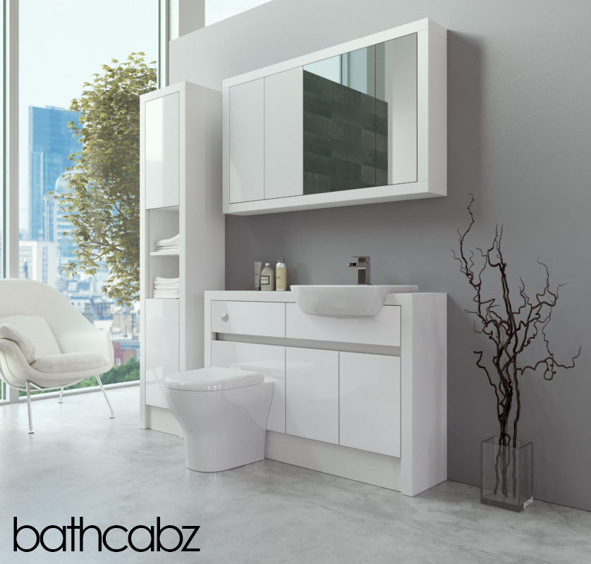 SIDONA WHITE MATT BASE, WALL & TALL UNIT BATHROOM FITTED FURNITURE