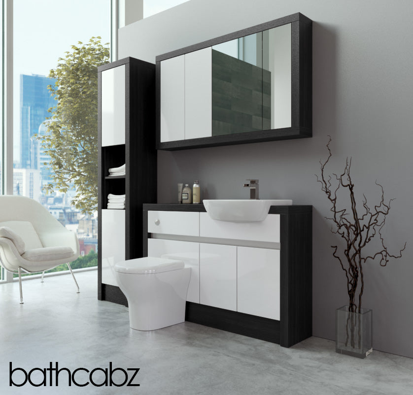 SIDONA HACIENDA BLACK BASE, WALL & TALL UNIT BATHROOM FITTED FURNITURE