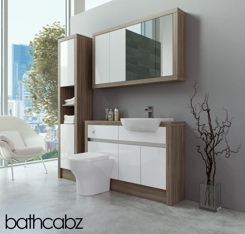 SIDONA DRIFTWOOD BASE, WALL & TALL UNIT BATHROOM FITTED FURNITURE