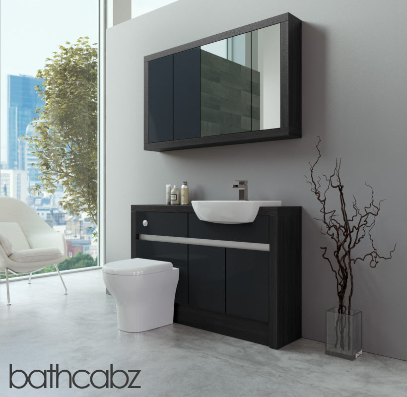 SIDONA HACIENDA BLACK BASE & WALL UNITS BATHROOM FITTED FURNITURE