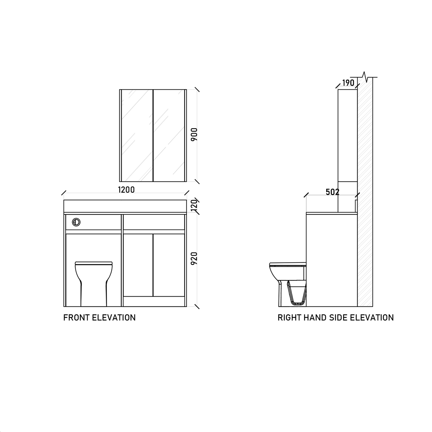 1200mm Set - Dimensions