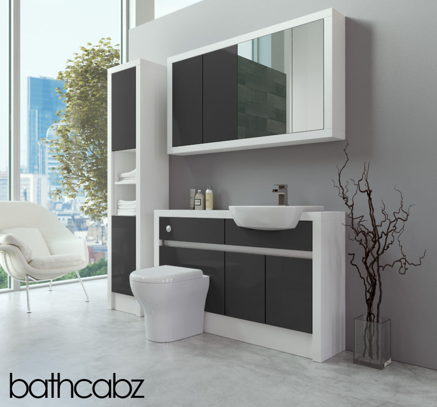 SIDONA WHITE MATT BASE, WALL & TALL UNIT BATHROOM FITTED FURNITURE
