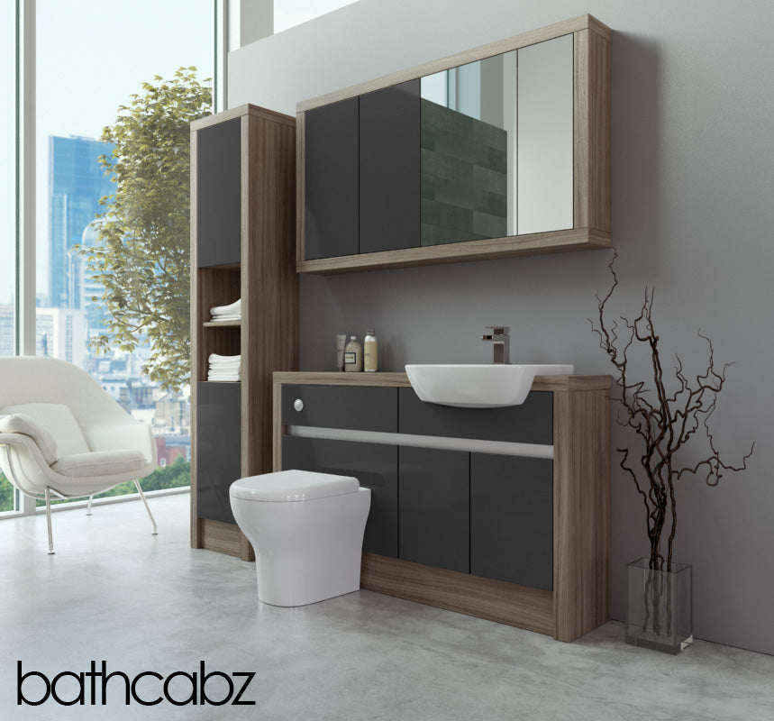SIDONA DRIFTWOOD BASE, WALL & TALL UNIT BATHROOM FITTED FURNITURE