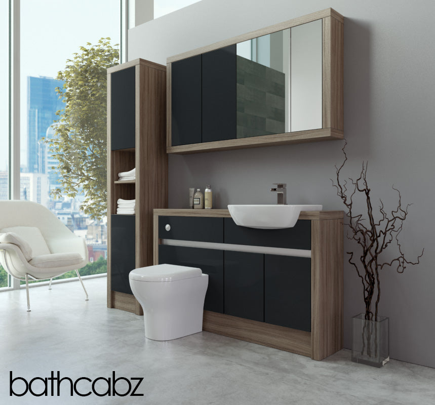 SIDONA DRIFTWOOD BASE, WALL & TALL UNIT BATHROOM FITTED FURNITURE