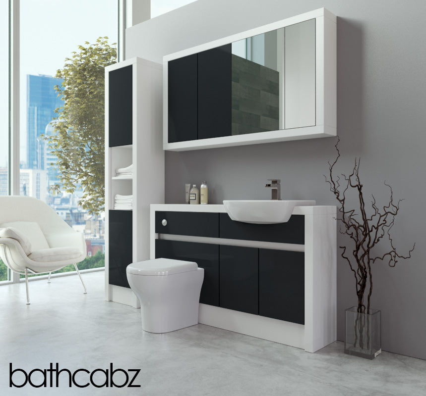 SIDONA WHITE MATT BASE, WALL & TALL UNIT BATHROOM FITTED FURNITURE
