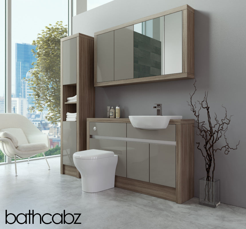 SIDONA DRIFTWOOD BASE, WALL & TALL UNIT BATHROOM FITTED FURNITURE