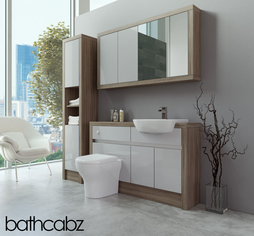 SIDONA DRIFTWOOD BASE, WALL & TALL UNIT BATHROOM FITTED FURNITURE