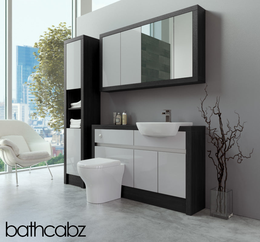 SIDONA HACIENDA BLACK BASE, WALL & TALL UNIT BATHROOM FITTED FURNITURE