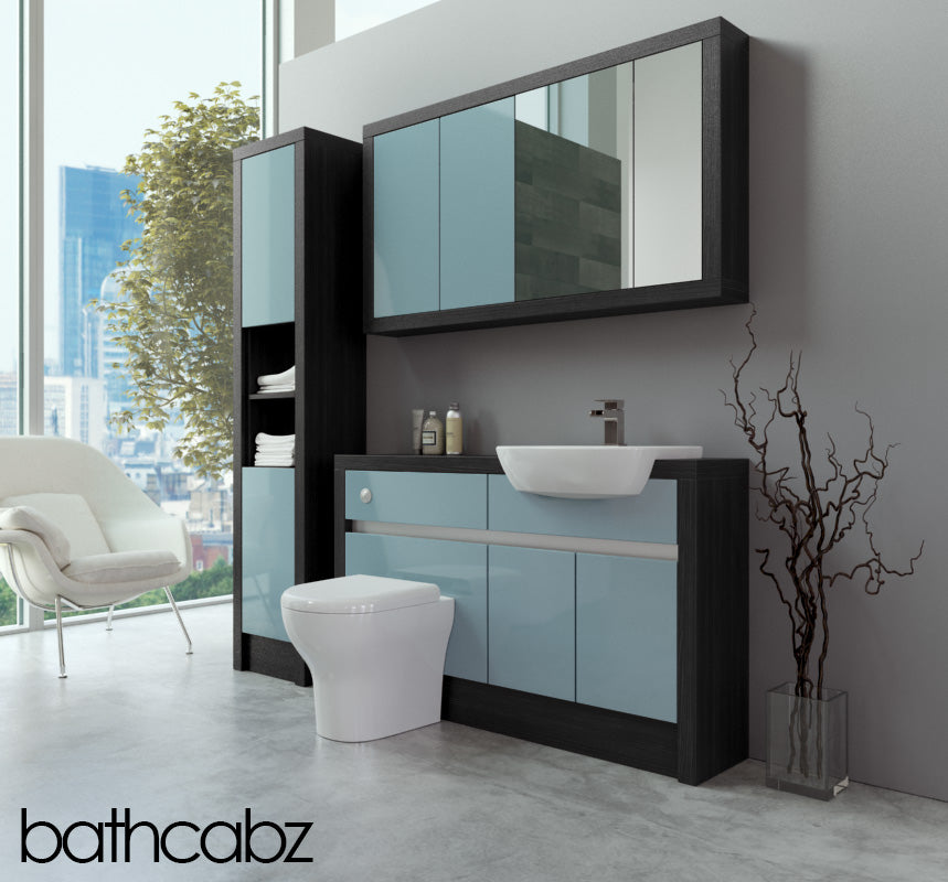 SIDONA HACIENDA BLACK BASE, WALL & TALL UNIT BATHROOM FITTED FURNITURE