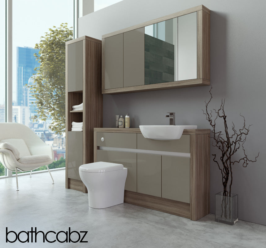 SIDONA DRIFTWOOD BASE, WALL & TALL UNIT BATHROOM FITTED FURNITURE