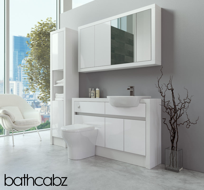 SIDONA WHITE MATT BASE, WALL & TALL UNIT BATHROOM FITTED FURNITURE
