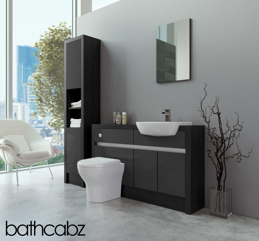 SIDONA HACIENDA BLACK BASE & TALL UNIT BATHROOM FITTED FURNITURE