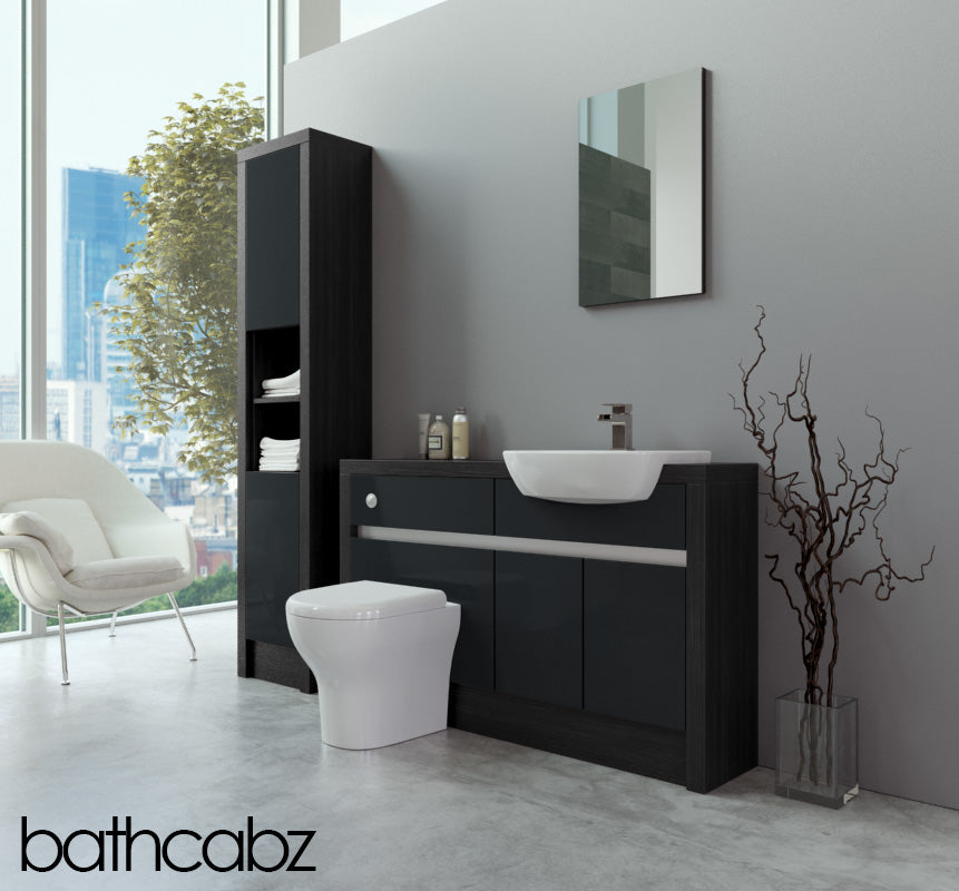 SIDONA HACIENDA BLACK BASE & TALL UNIT BATHROOM FITTED FURNITURE