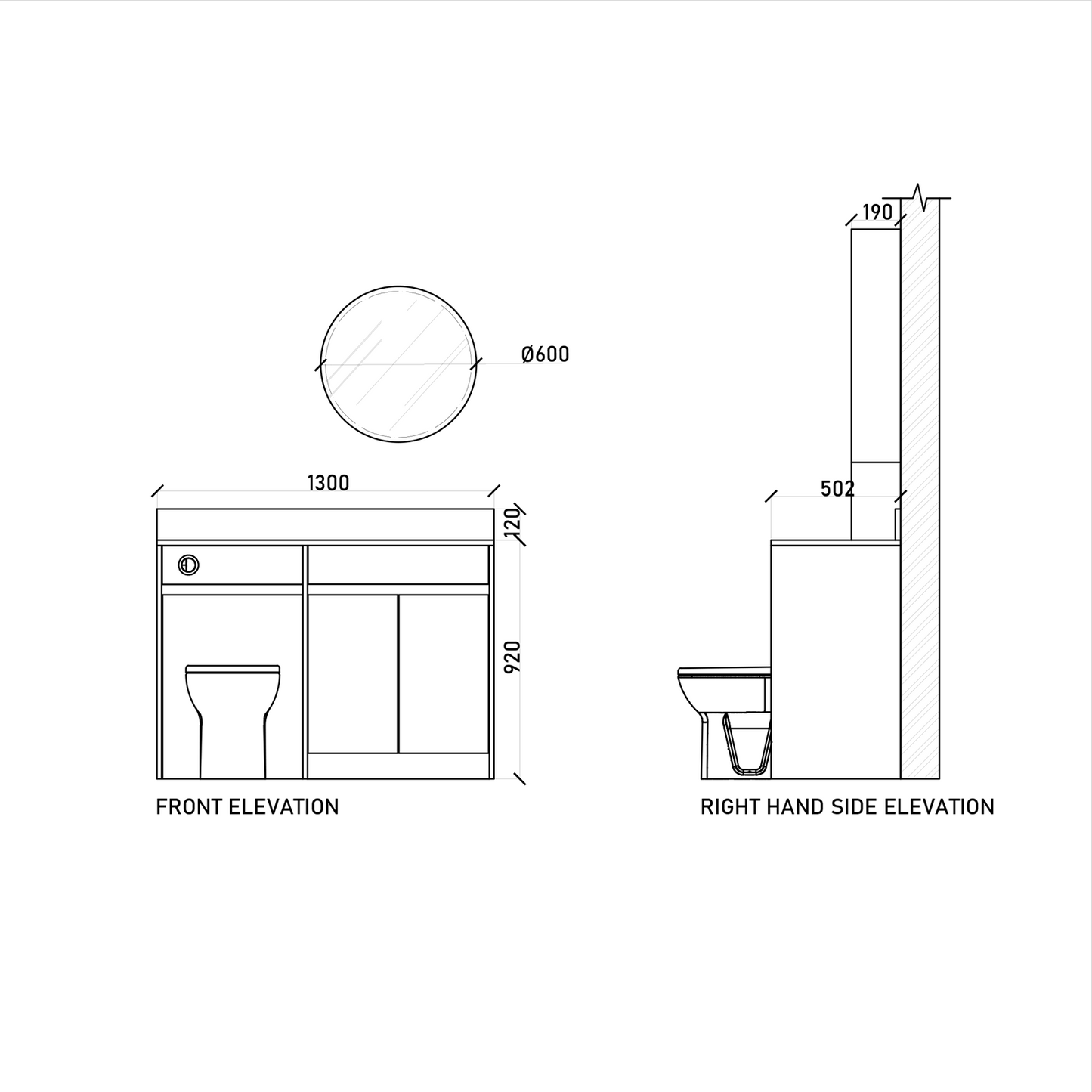 1300mm Set - Dimensions