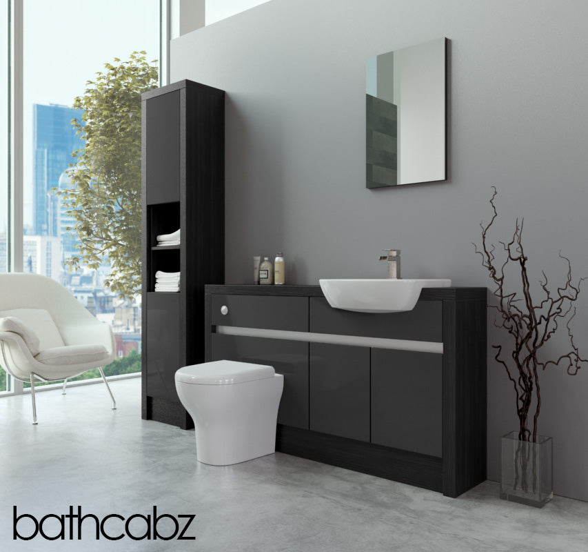 SIDONA HACIENDA BLACK BASE & TALL UNIT BATHROOM FITTED FURNITURE