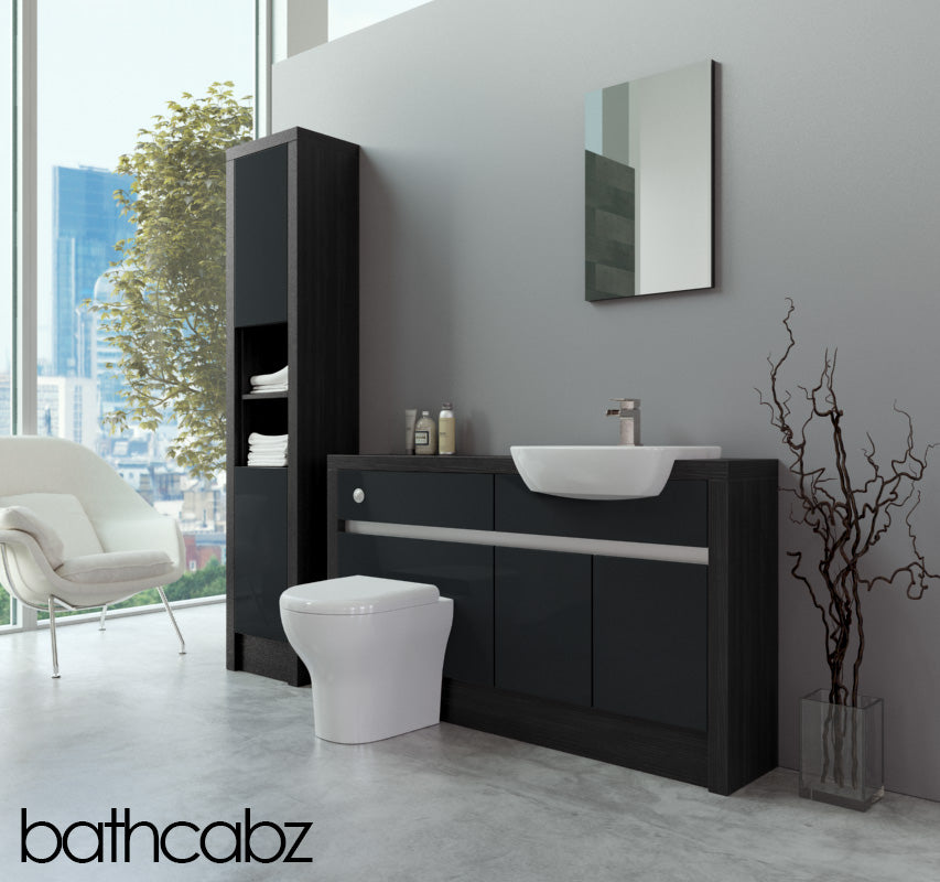 SIDONA HACIENDA BLACK BASE & TALL UNIT BATHROOM FITTED FURNITURE