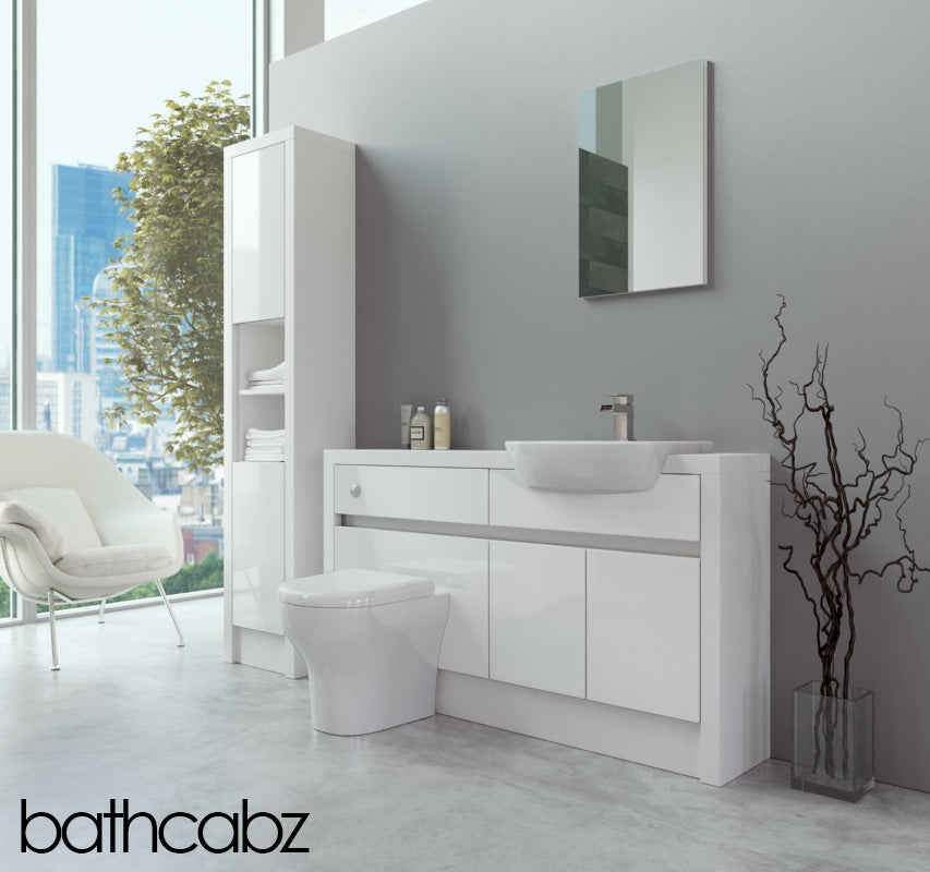 SIDONA WHITE MATT BASE & TALL UNIT BATHROOM FITTED FURNITURE