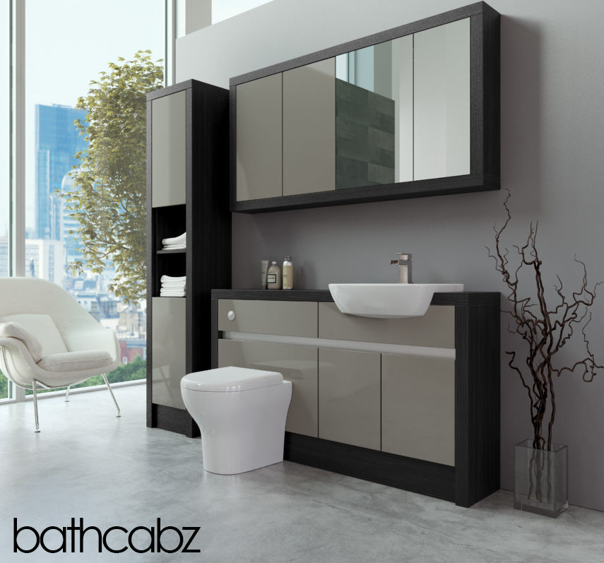 SIDONA HACIENDA BLACK BASE, WALL & TALL UNIT BATHROOM FITTED FURNITURE