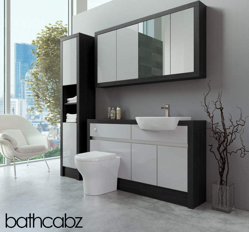 SIDONA HACIENDA BLACK BASE, WALL & TALL UNIT BATHROOM FITTED FURNITURE