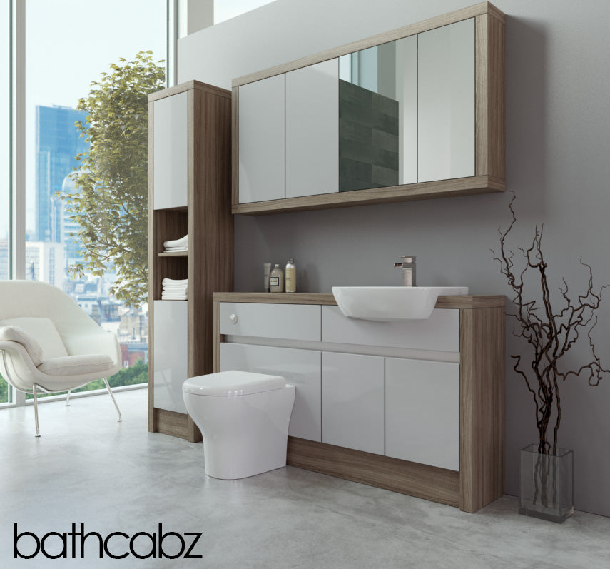 SIDONA DRIFTWOOD BASE, WALL & TALL UNIT BATHROOM FITTED FURNITURE