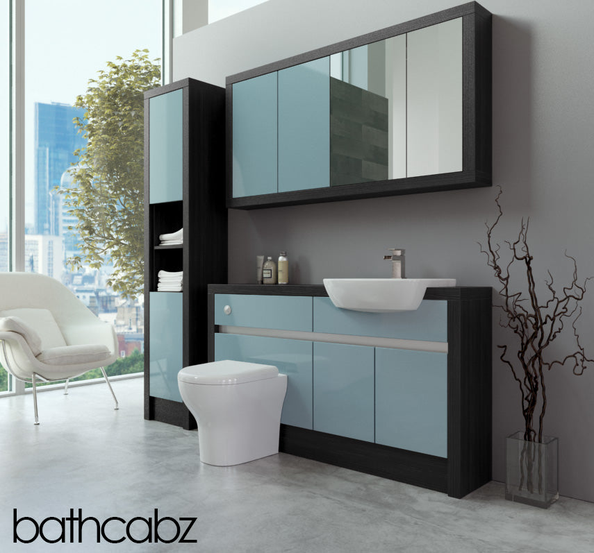 SIDONA HACIENDA BLACK BASE, WALL & TALL UNIT BATHROOM FITTED FURNITURE