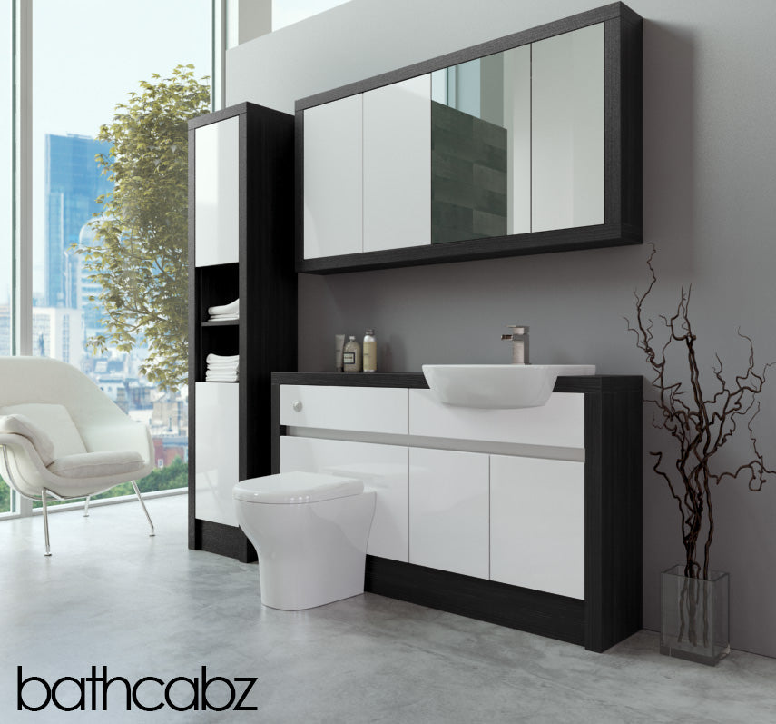 SIDONA HACIENDA BLACK BASE, WALL & TALL UNIT BATHROOM FITTED FURNITURE