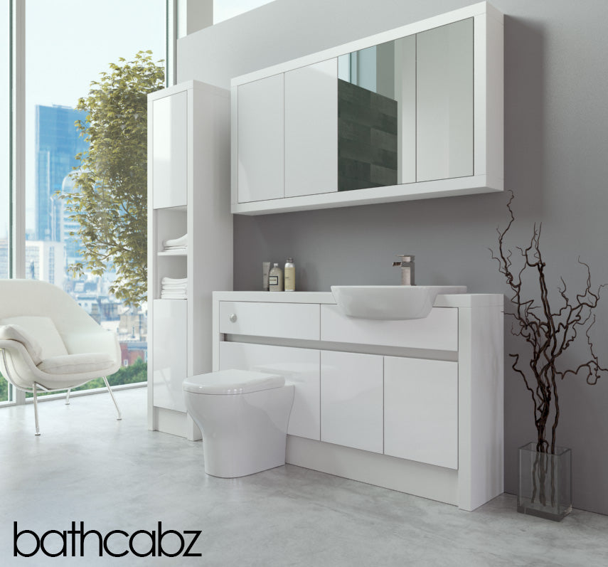SIDONA WHITE MATT BASE, WALL & TALL UNIT BATHROOM FITTED FURNITURE