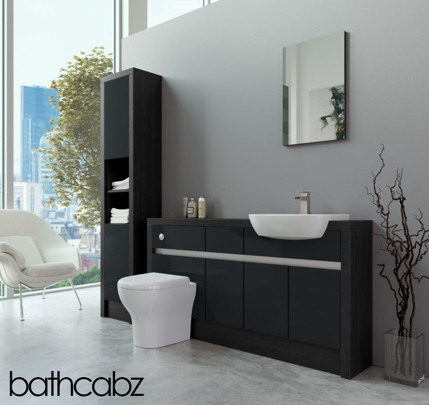 SIDONA HACIENDA BLACK BASE & TALL UNIT BATHROOM FITTED FURNITURE